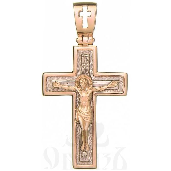 золотой крест с иисусовой молитвой, 585 проба красное и белого цвета (арт. п30057-з5кб)