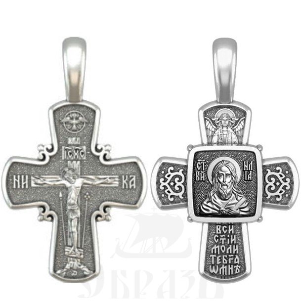 крест святой пророк илия фесвитянин, серебро 925 проба (арт. 33.074)